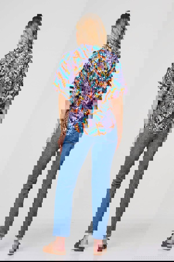 Blue | Abstract Puff 1/2 Sleeve Shirt