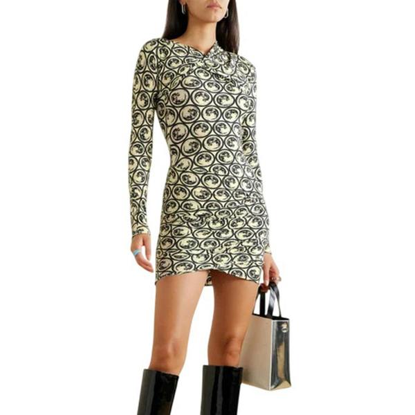 Off White Womens/Ladies All-Over Print Mini Dress - White/Black Print - 