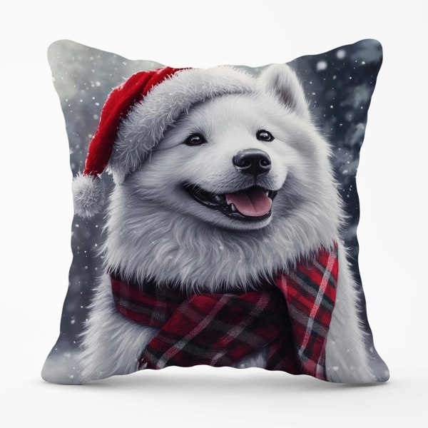 Warren Reed Christmas Samoyed Cushion