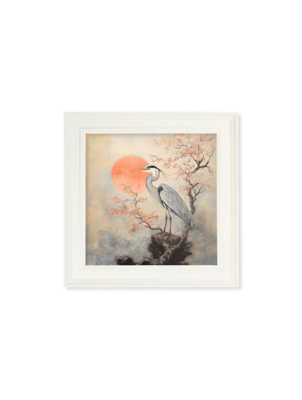 Exceptional Art Japanese Twin Herons - Cream Hurstwood square frame