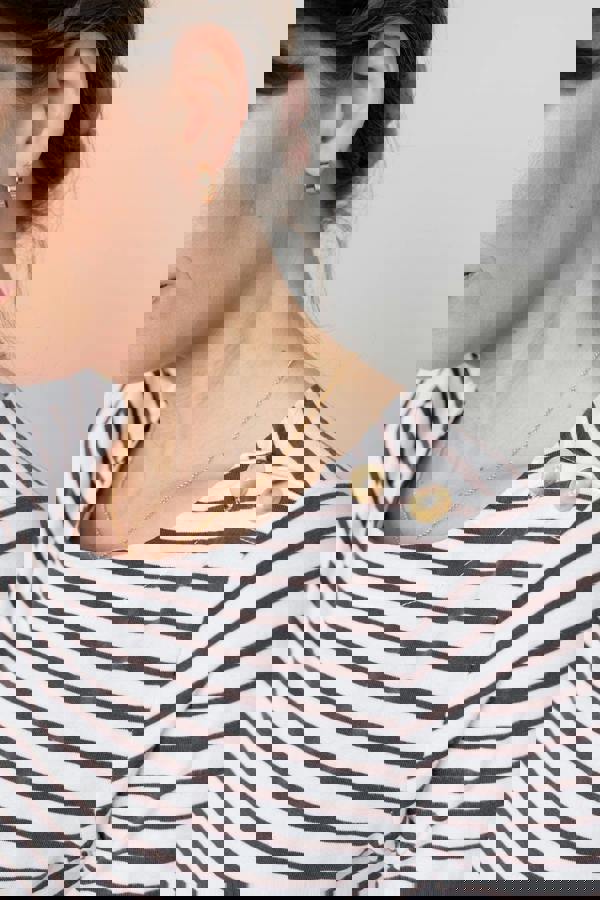 Lily & Me Riverside Striped Casual Jersey Top Chocolate