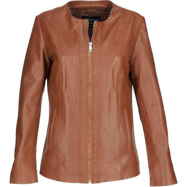 Real Leather Casual Collarless Jacket: AWL-881