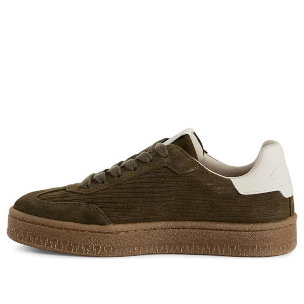 Tamaris Womens Olive Green Suede Leather Fashion Lace Up Sneakers
