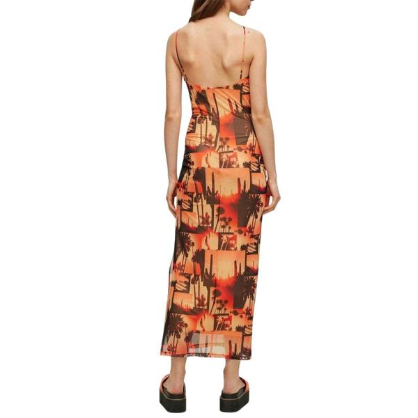 Hugo Womens/Ladies Mesh Spaghetti Strap Maxi Dress - Orange/Black - 