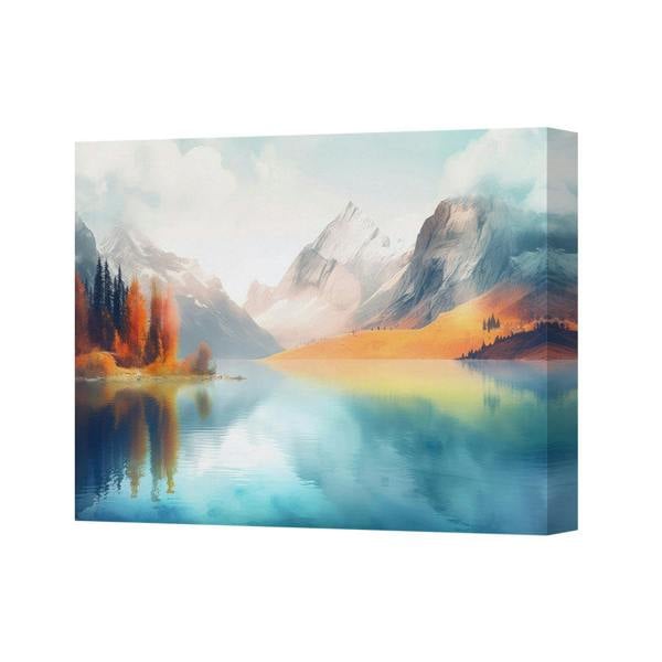 Benjamin Tate Design Autumn Mountain Lake Landscape Canvas Wall Art Print