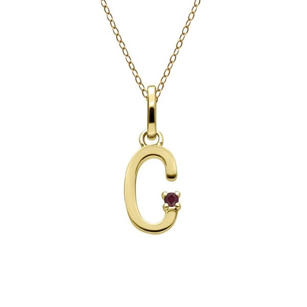 Gemondo Initial Ruby Letter Necklace In 9ct Yellow Gold