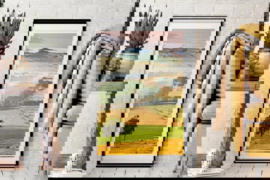 Framed art print of Valley D'Orcia tuscany