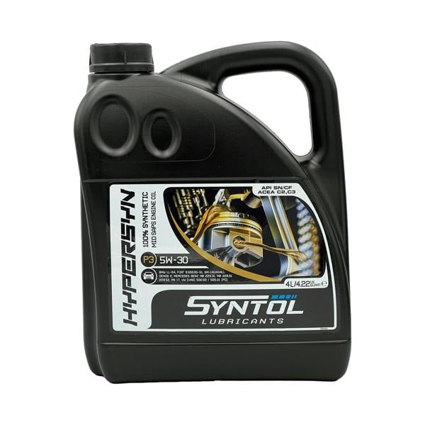 Syntol 5W-30 Fully Synthetic Engine Oil Acea C3 BMW LL-04 Dexos2 SYNTOL HYPER-SYN P3