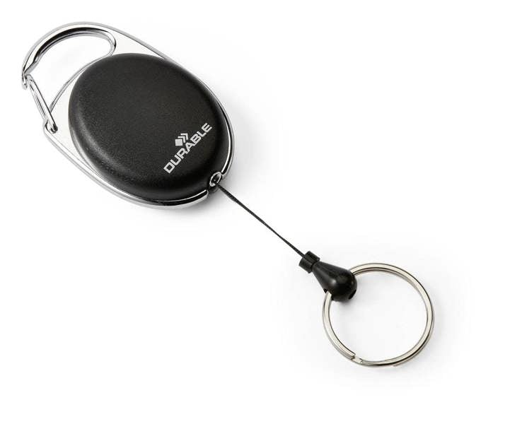 Durable LED Secure Retractable Clip Badge Reel for ID and Keys | Black