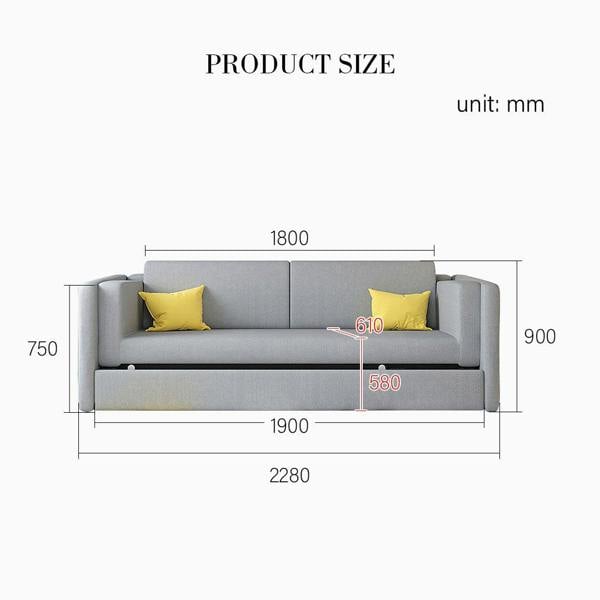 Two Seater Sofa Bed, Kid Bunk Bed, side view of leather sofa bed