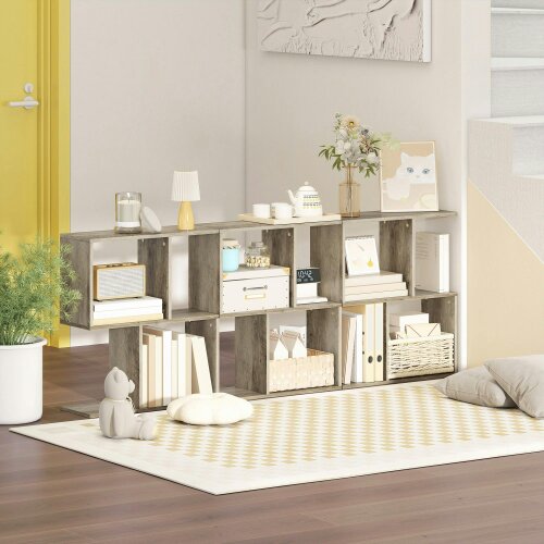 Wyld Haus Filo Wooden Grey Narrow S Shaped Side Table With 3 Tier Storage