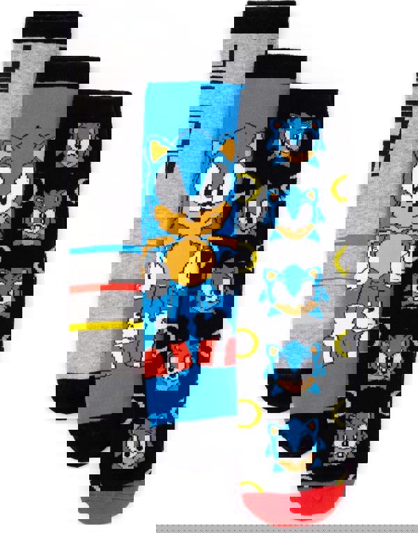 Sonic the Hedgehog Mens Black Sonic Calf Socks Set of 3