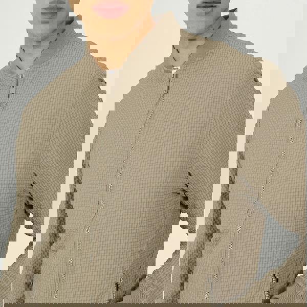 Brave Soul Taupe Seersucker Bomber Jacket - Taupe Image 4