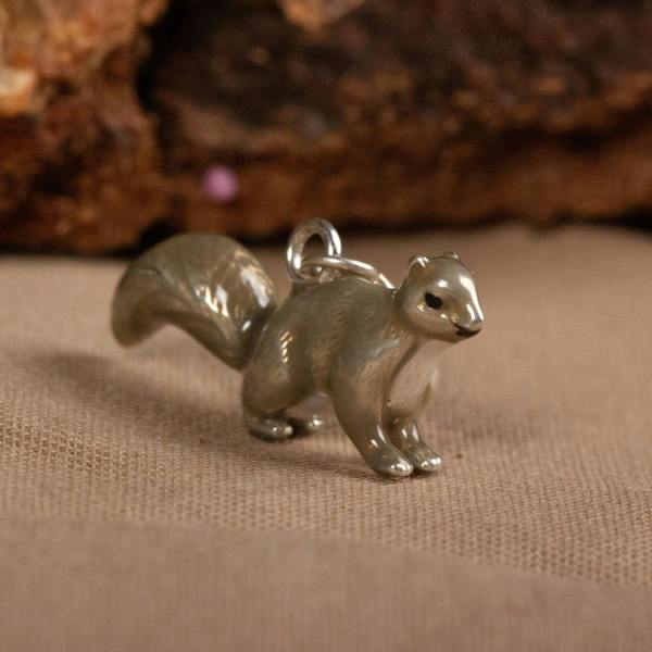 Squirrel Charm - Enamelled Sterling Silver - MYLEE London