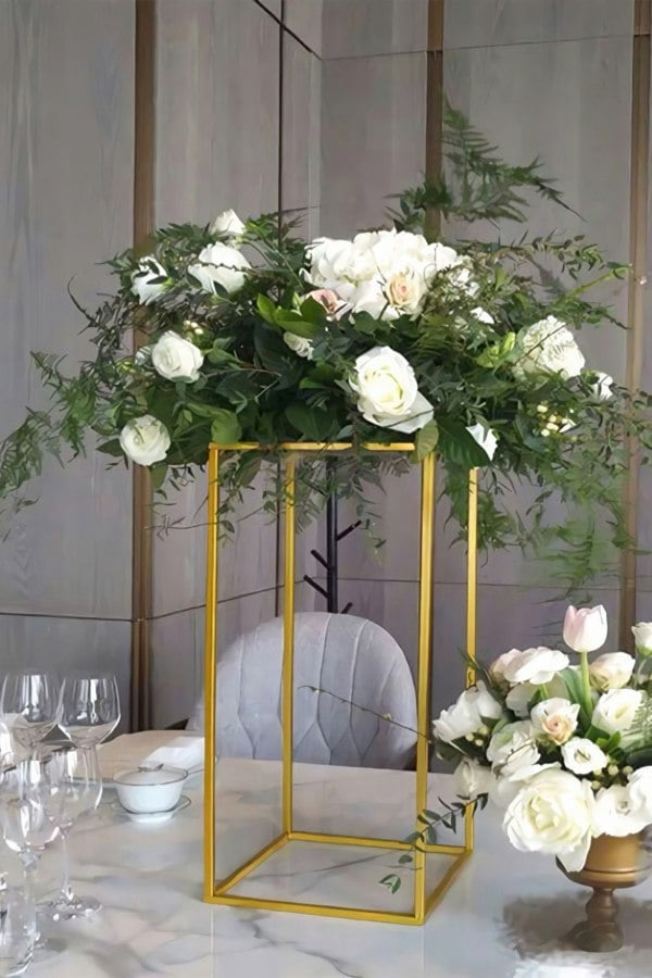 Living and Home 60CM Height Metal Rectangular Flower Stand Wedding Flower Rack