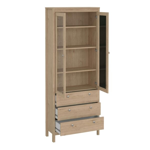 Wyld Haus Gossmere Hickory Oak Effect China Cabinet 2 Doors 3 Drawers
