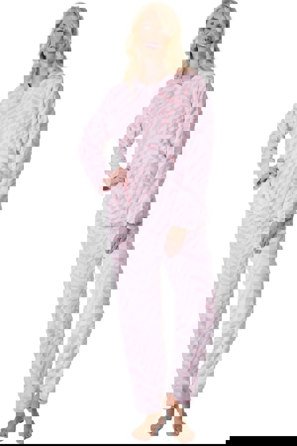 Camille Supersoft Pink Tiger Print Full Length Pyjama Set