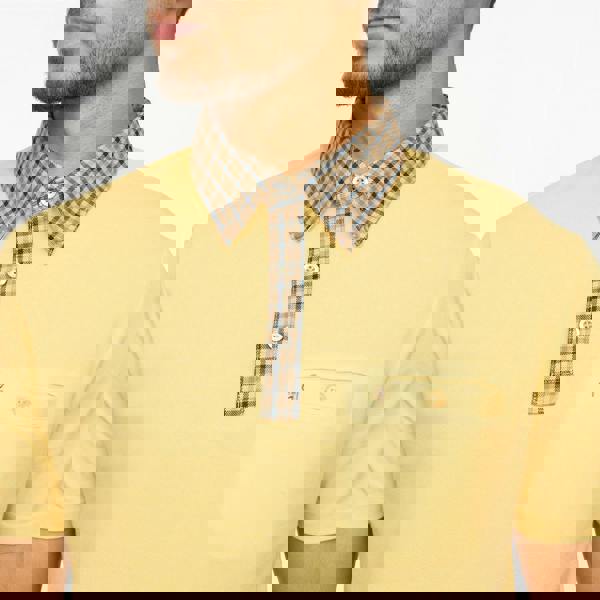 Gabicci V55GX19 Mens Laleham Short Sleeve Check Collar Oxford Polo Shirt Gabicci Vintage - PINEAPPLE