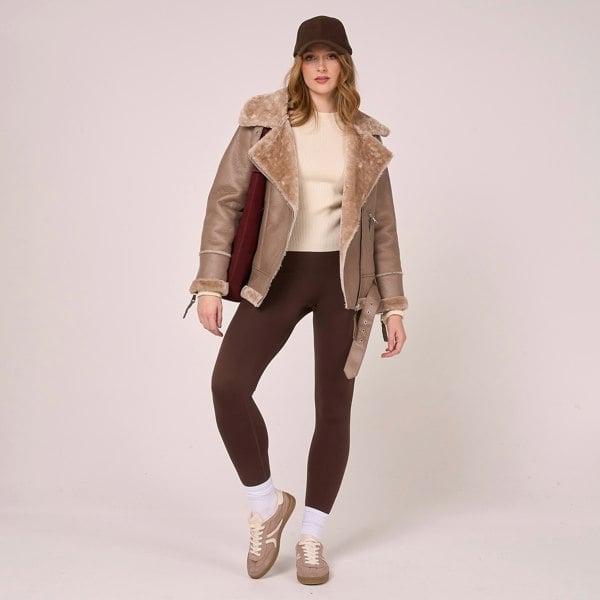 Barneys Originals Women's Cosy Faux Aviator Jacket