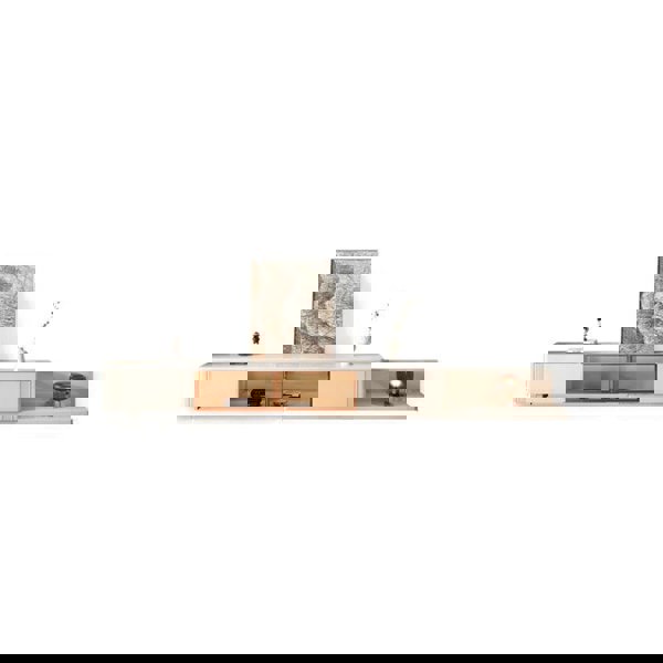 Eudora Modern Nesting Coffee Table Set With TV Stand, Cream And Grey-Weilai Concept-TV Stand-Weilai Concept