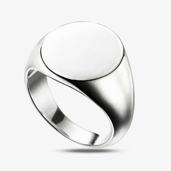 T. H. Baker Sterling Silver Plain Round Signet Ring R3711