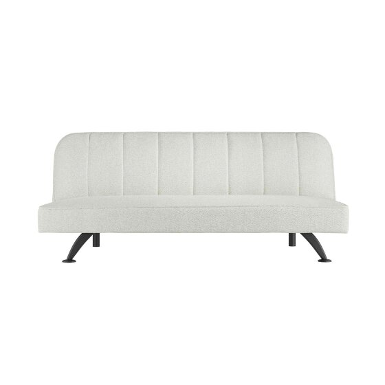 Wyld Haus Malahide Upholstered Ivory Boucle Tufted Sofa Bed Black Metal Legs - Single
