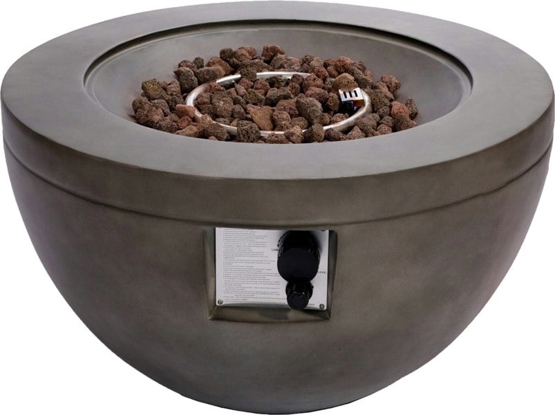MDA Designs TABITI Dark Grey Gas Fire Pit for Garden & Patio - Luxurious Eco-Stone Finish Outdoor Heater Fire Pit