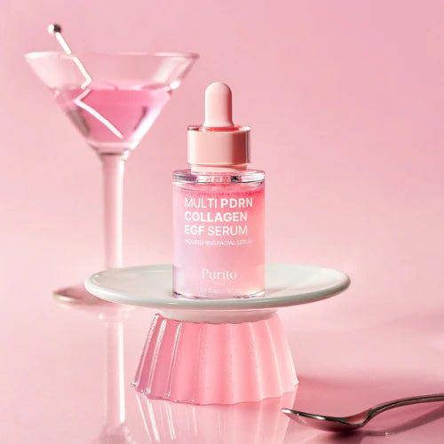 Purito SEOUL Multi PDRN Collagen EGF Serum – K-beauty "High-Performance Firming & Rejuvenating Treatment" for a tight, radiant, and lifted appearance, shop at Atelier De Glow UK.