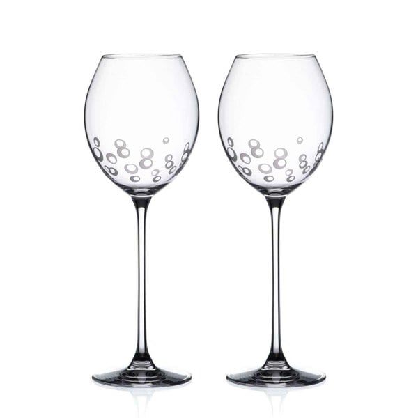 Diamante Bubbles Crystal White Wine Glasses - Set of 2