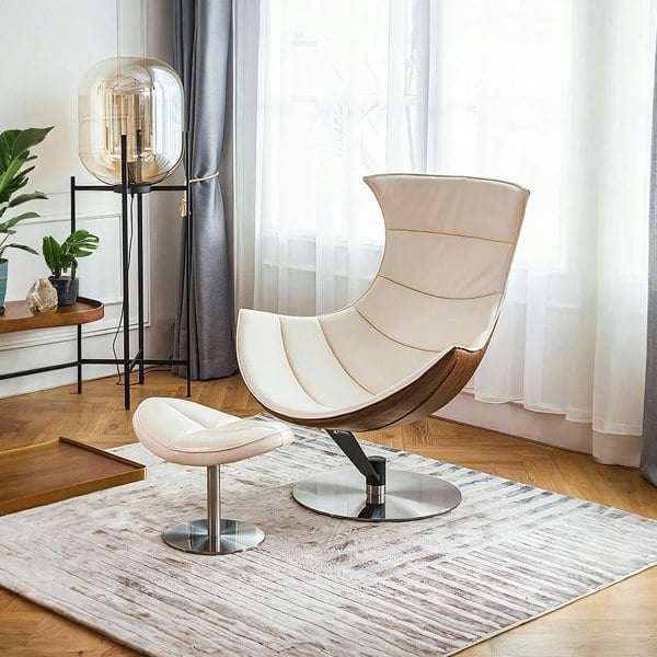 Russell Lobster Chair, With Ottoman, Walnut Texture, Armchair-Rit Concept-Rit Concept
