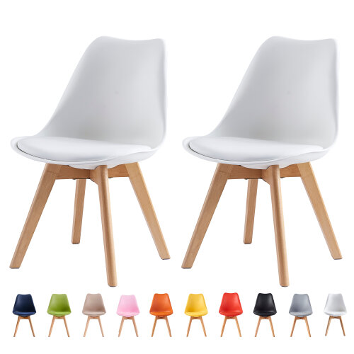 Set of 2 Dining Chairs with Solid Wooden Legs and Seat Cushion Pad Eva