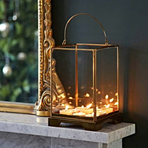 Paper High Antique Brass Candle Lantern