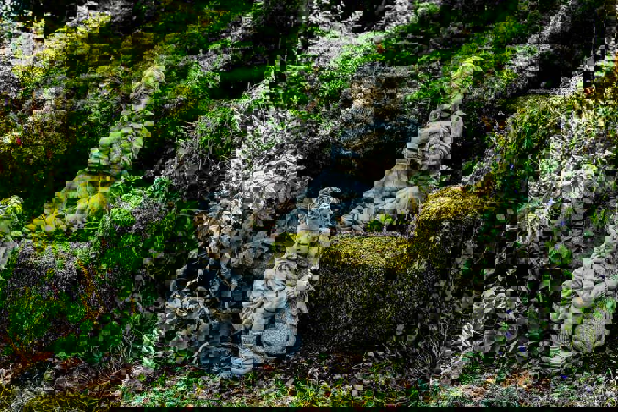 Sweet Boys Statues with Cat and Puppy in hands