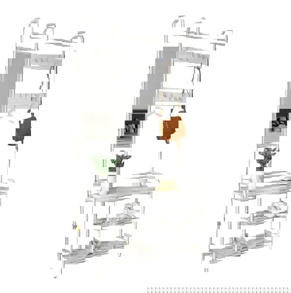 Modcraft Entryway Coat Hanger Stand with Shoe Bench & Mirror Black Rustic Oak Hallway Storage Unit