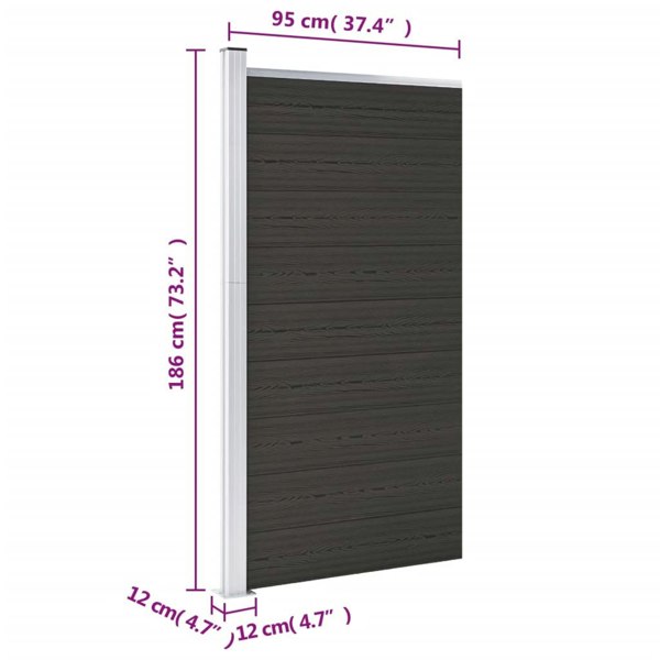 Berkfield Fence Panel WPC 95x186 cm Black