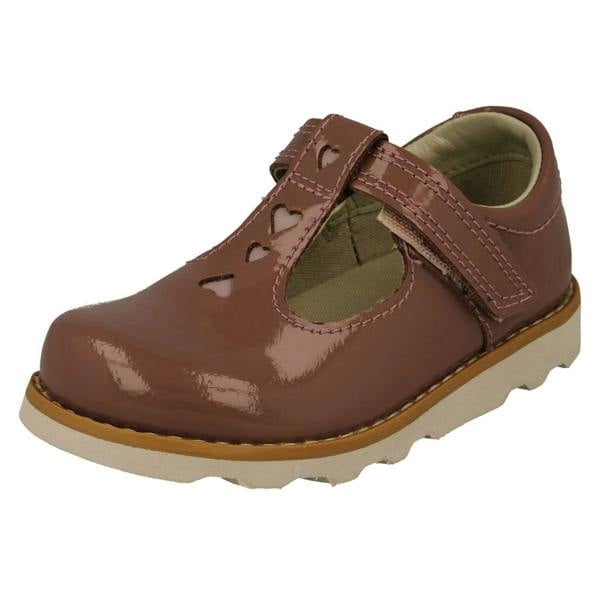 Clarks Girls Clarks T-Bar Heart Detailed Shoes Crown Teen T