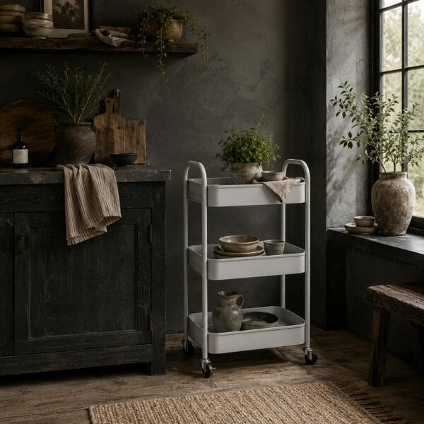 Wyld Haus Suka Metal White 3 Tier Steel Storage Trolley