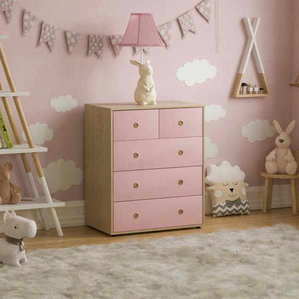 Junior Vida Neptune 5 Drawer Chest, Blue & Oak