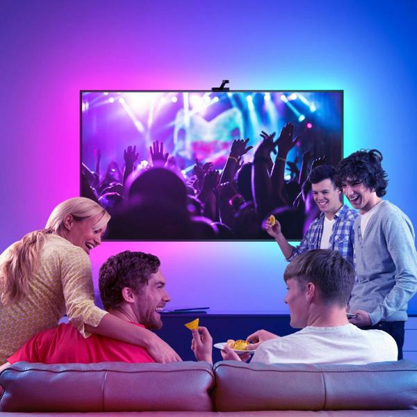ENER-J RGBIC LED TV Backlight with Camera, 3.8m Smart LED Strip for 55-65 Inch TVs, WiFi & Bluetooth, Alexa Compatible, Music Sync