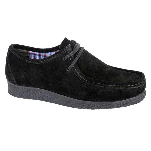 Roamers Mens Suede Apron Casual Shoes - Black - 