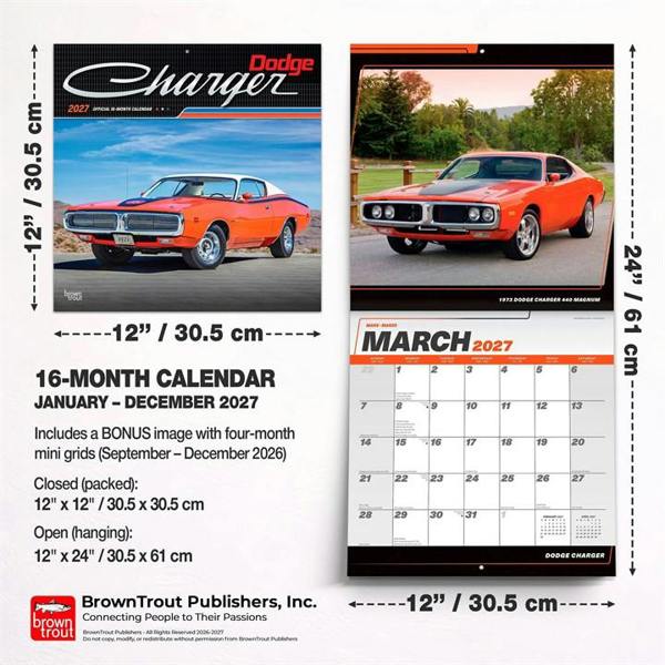 Dodge Charger Calendar 2027, Wall Calendars, Month To View, Transport, Gift