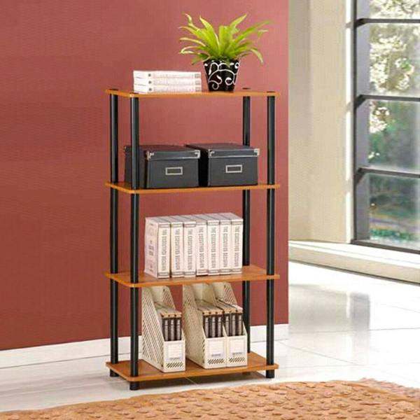 WALPLUS BK Turn-N-Tube 4-Tier Multipurpose Shelf Display Rack, Light Cherry/Black perfect for organized storage and display - 99557LC