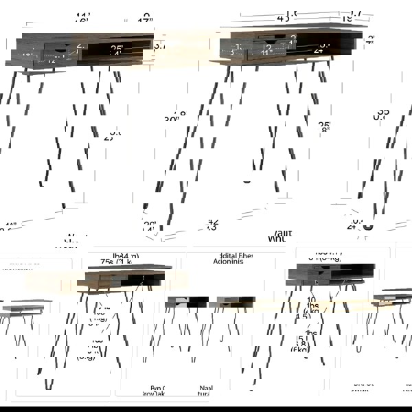 Dorel Home Concord desk with storage in brown / black