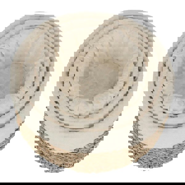 Set of 3 Round Cotton Lined Seagrass Trays