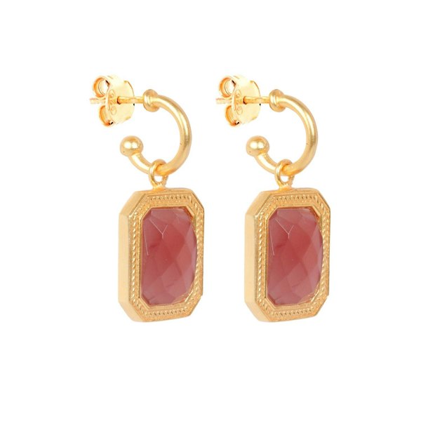 Lila Rasa Rectangular Amber Brown Crystal Hoops