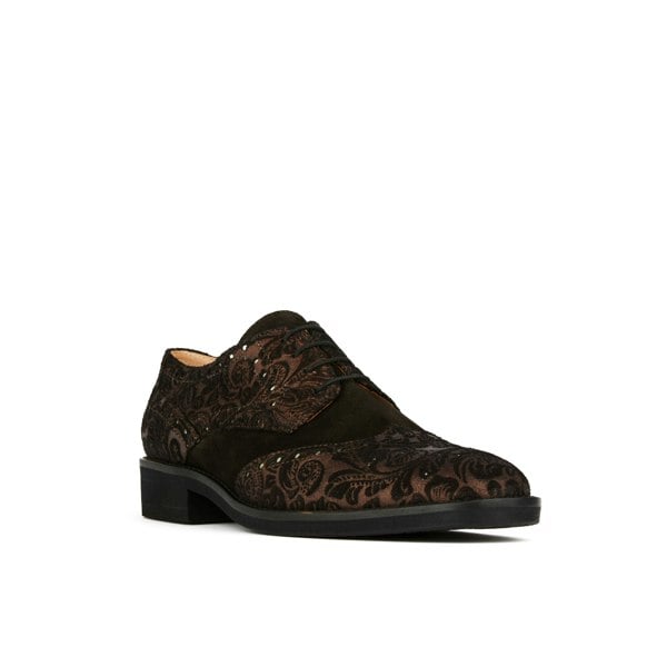 Embassy London Eton - Burgundy Emboss - Women's square toe leather lace-up with classic broguing