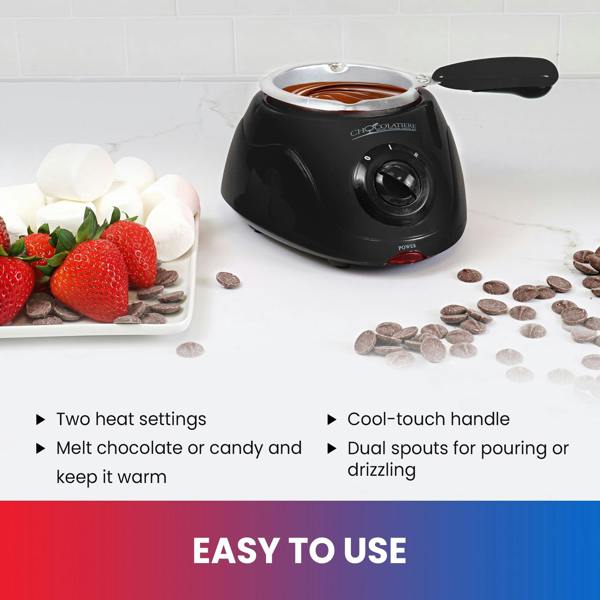 Total Chef Chocolate Melting Pot – 250g Electric Fondue Set with Accessories for Parties & DIY Treats(Black)