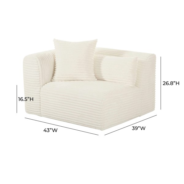 Furniture Edit Tarra Fluffy Oversized Cream Corduroy Modular LHF Corner Chair