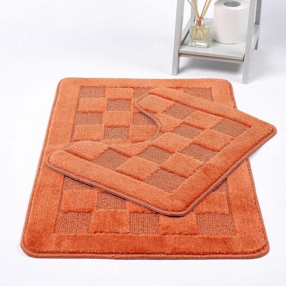 Night Zone Square Bath Mat – Soft Absorbent Non-Slip Bathroom Rug - Terracotta