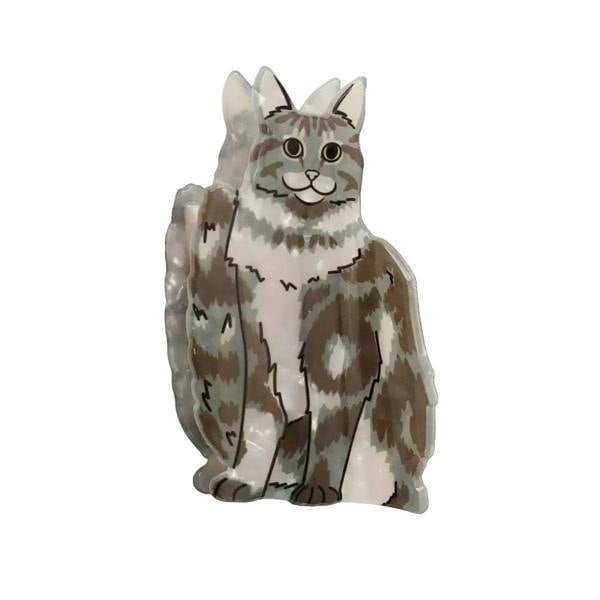 Gold Trip Grey Cat Claw Clip